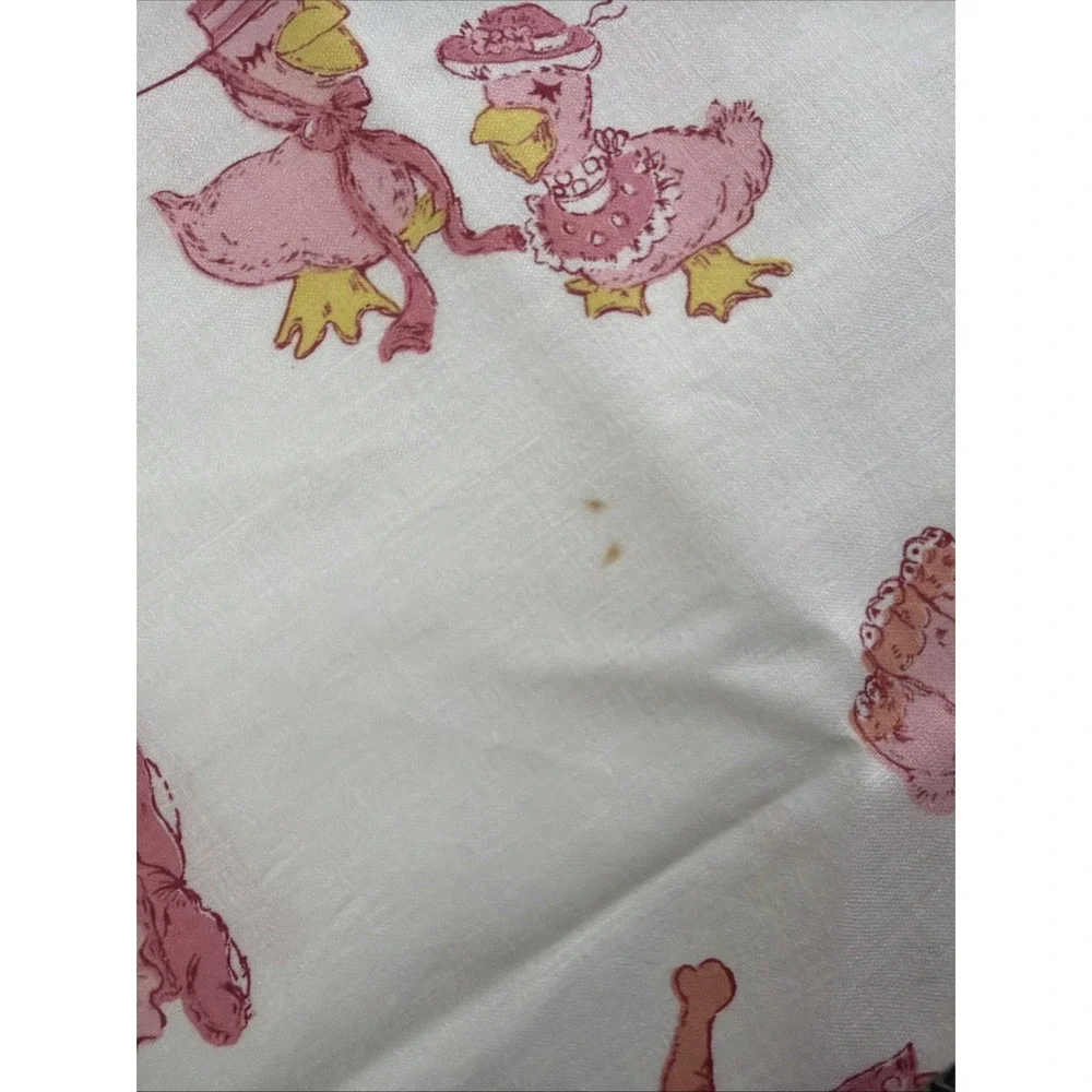 VTG Fabric Raggedy Ann Andy Humpty Dumpty Scary Bunny Mother Goose Pink  65x36
